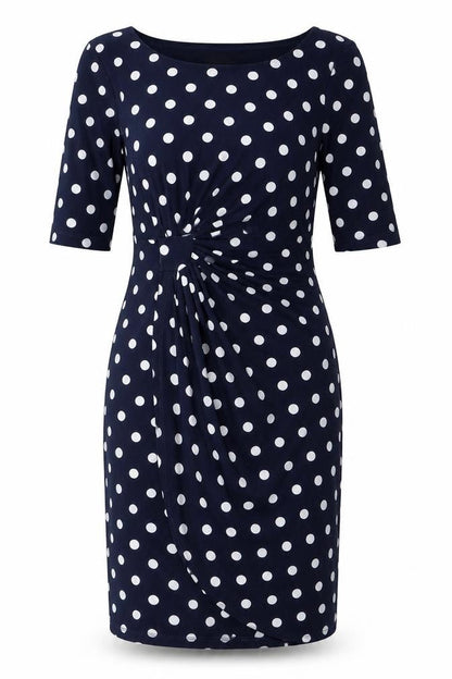 Connected Apparel Women's Blue Polka Dot Sheath Dress Size 8