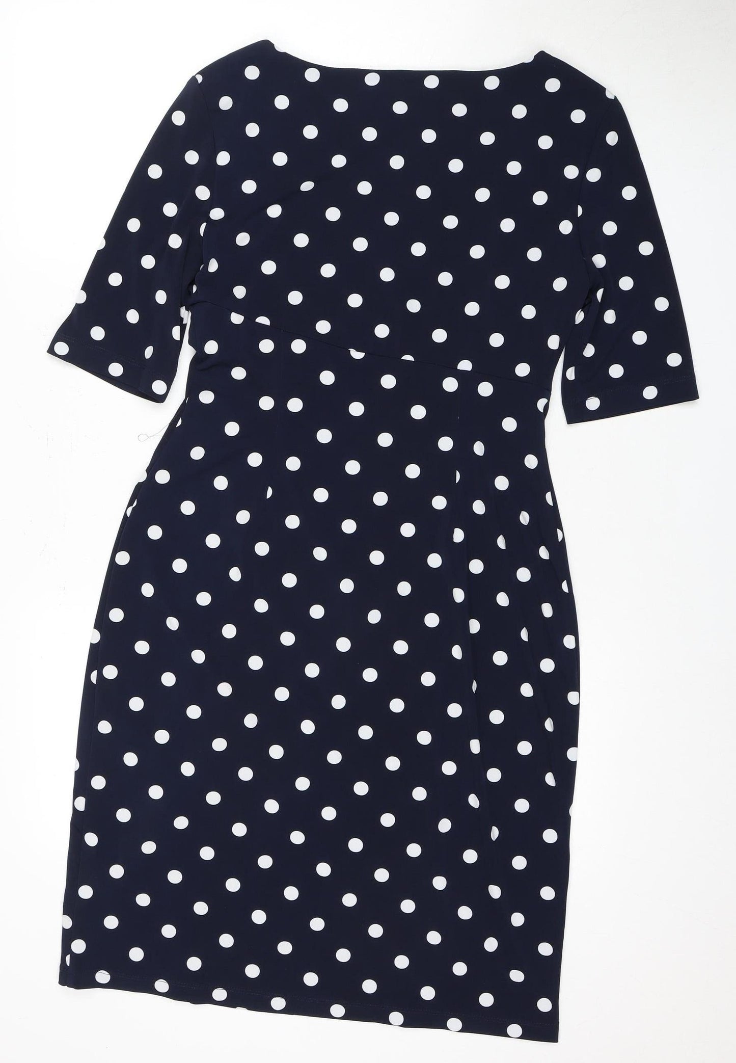 Connected Apparel Women's Blue Polka Dot Sheath Dress Size 8