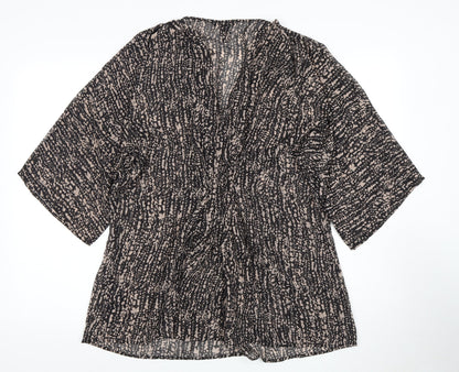 H&M Women's Black & Beige Animal Print Dress, Size 8, Half Sleeve