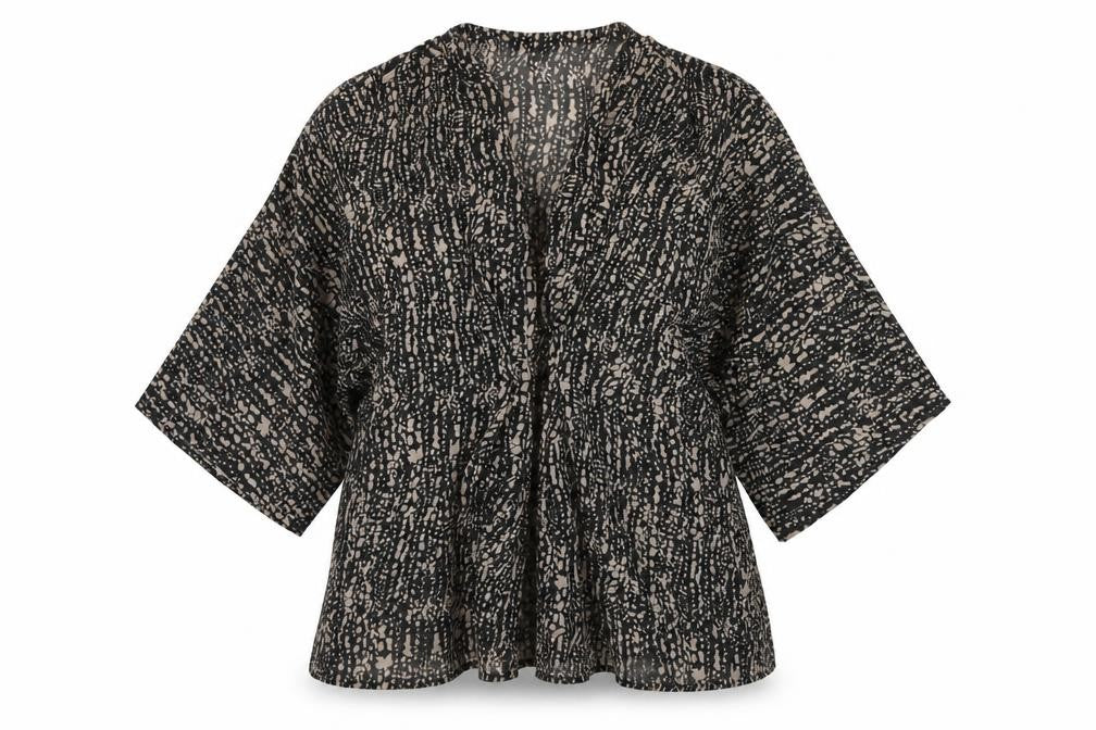 H&M Women's Black & Beige Animal Print Dress, Size 8, Half Sleeve