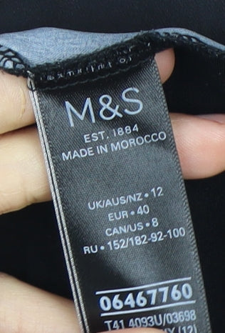 Womens UK Size 12 Marks and Spencer Black  T-Shirt