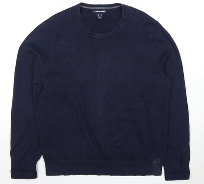 Lands' End Men's Blue Crew Neck Cotton Pullover M