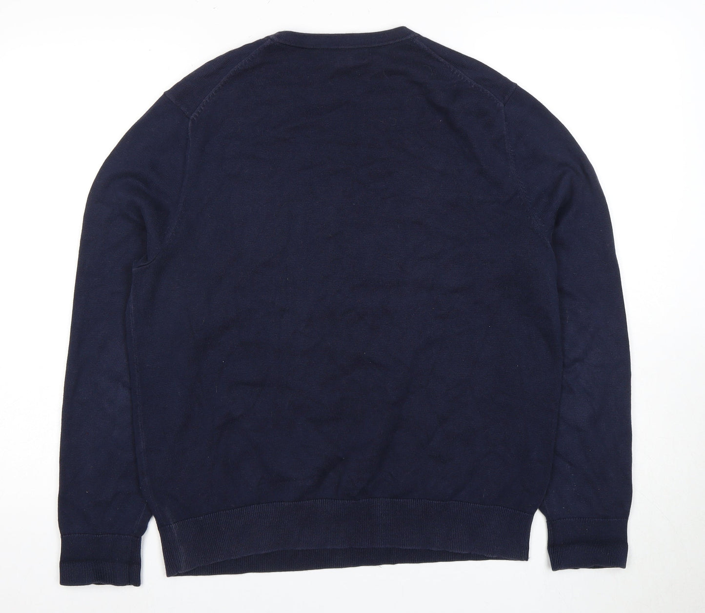 Lands' End Men's Blue Crew Neck Cotton Pullover M
