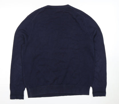 Lands' End Men's Blue Crew Neck Cotton Pullover M