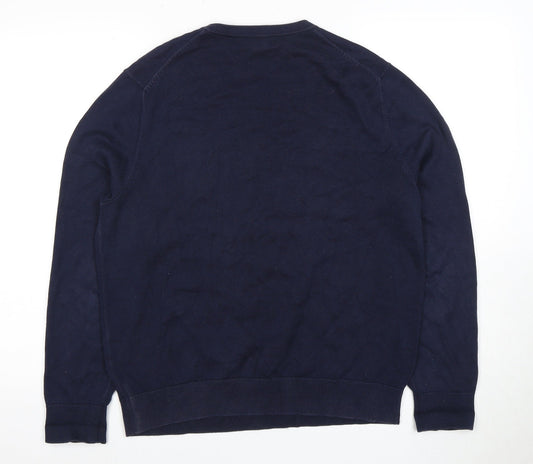 Lands' End Men's Blue Crew Neck Cotton Pullover M