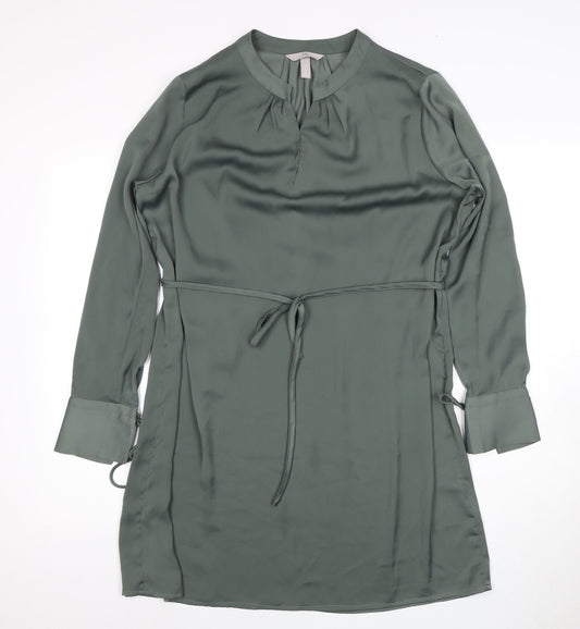 H&M Women's Green Shirt Dress - Size L, Elegant and Chic