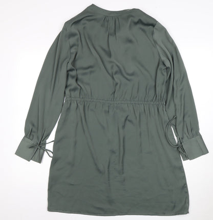 H&M Women's Green Shirt Dress - Size L, Elegant and Chic