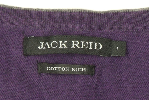 Jack Reid Men’s Purple V-Neck Pullover Jumper L