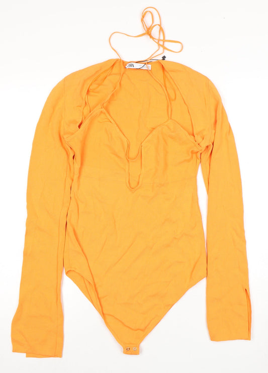 Zara Women’s Orange Bodysuit, UK 12, Casual Spring Style