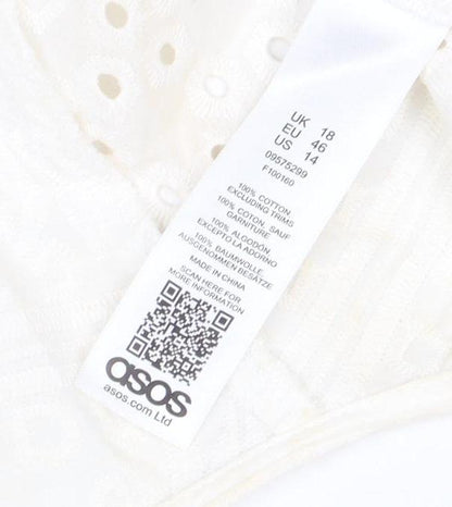 ASOS Women's White Long Sleeve Blouse Size 14
