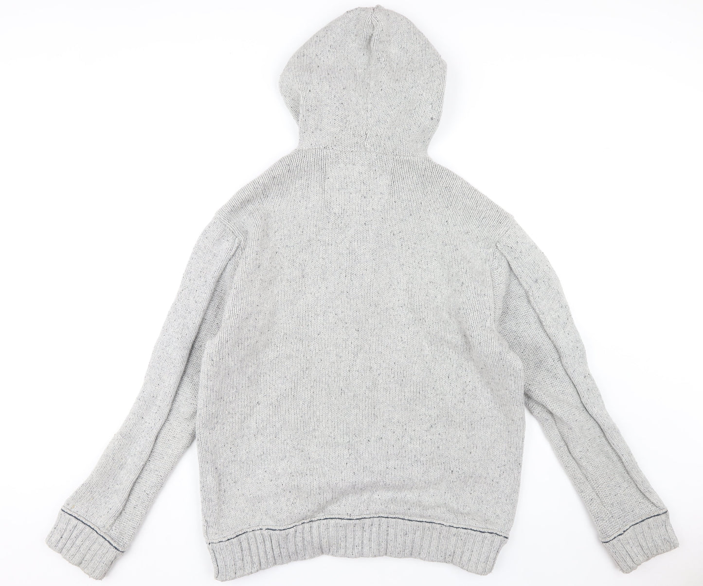 Mantaray Men's Grey Hooded Henley Knit Jumper L