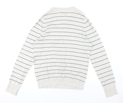 Abercrombie & Fitch Men's Grey Striped Pullover Jumper L