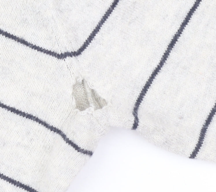 Abercrombie & Fitch Men's Grey Striped Pullover Jumper L