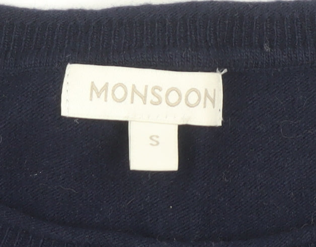 Womens UK Size S Monsoon Blue Pullover Jumper