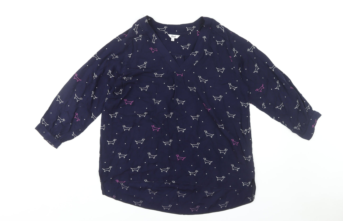 Khost Clothing Women's Blue Animal Print Blouse, Size 12