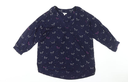 Khost Clothing Women's Blue Animal Print Blouse, Size 12