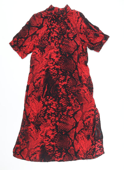 Marks and Spencer Red Animal Print High Neck Dress