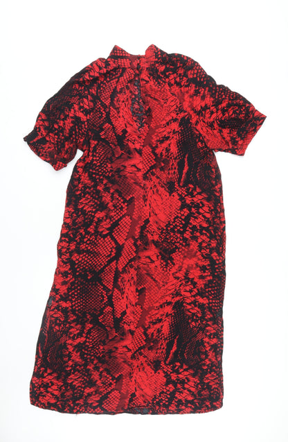 Marks and Spencer Red Animal Print High Neck Dress