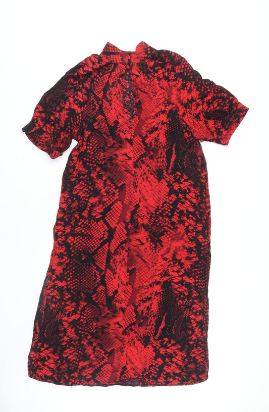 Marks and Spencer Red Animal Print High Neck Dress