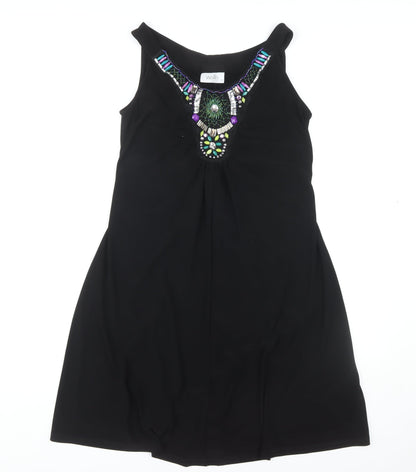 Wallis Petite Black Beaded Dress for Women Size 12