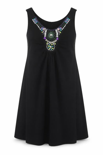 Wallis Petite Black Beaded Dress for Women Size 12