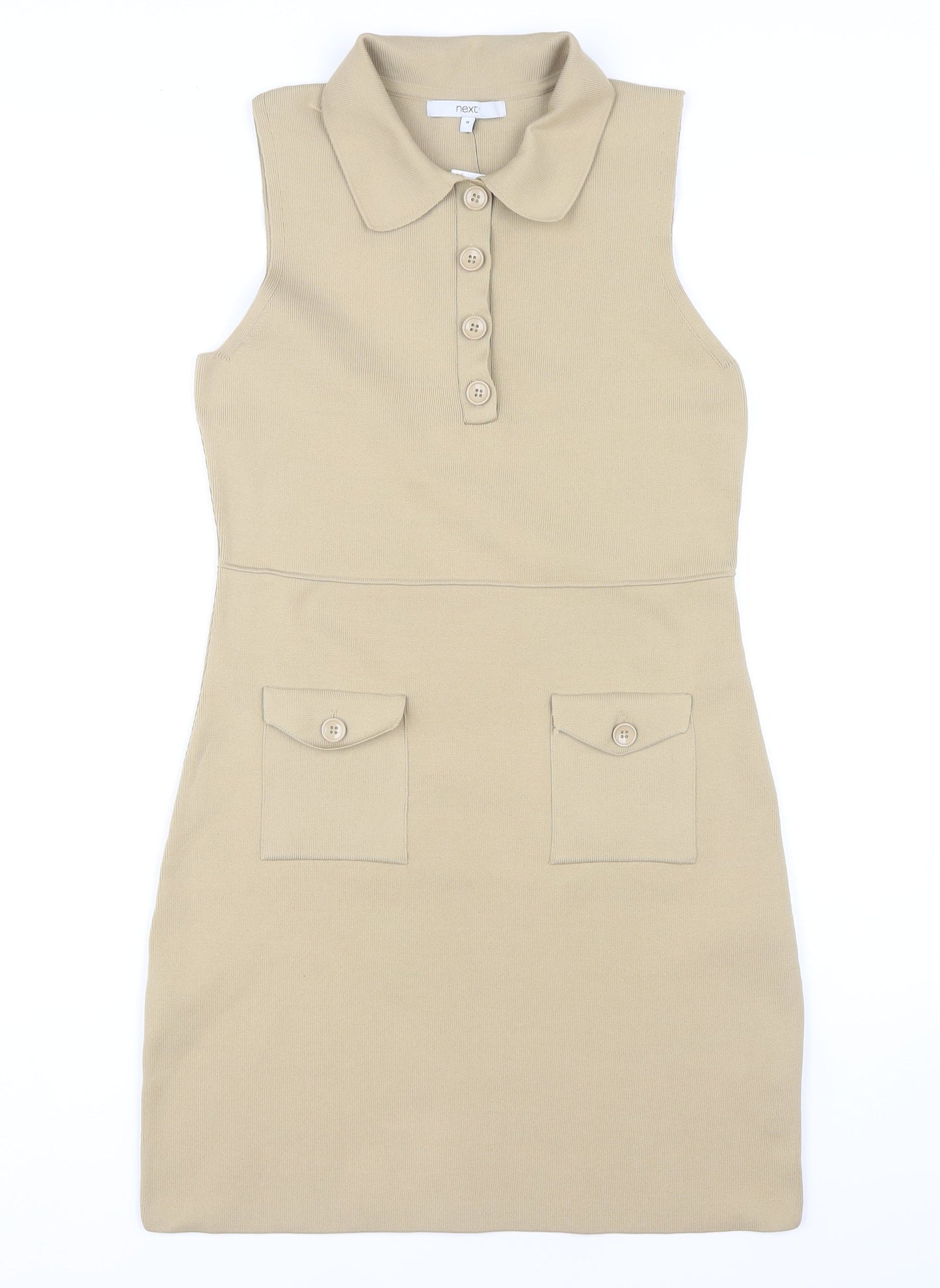 Next Women's Beige Collared Shift Dress Size 12