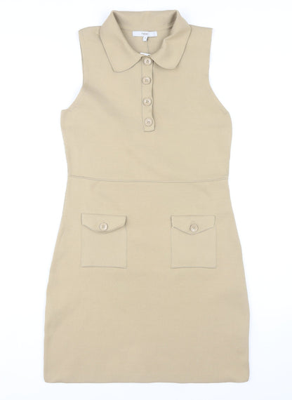 Next Women's Beige Collared Shift Dress Size 12