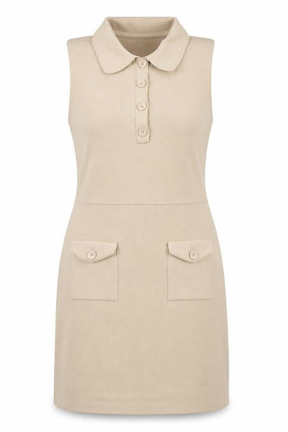 Next Women's Beige Collared Shift Dress Size 12