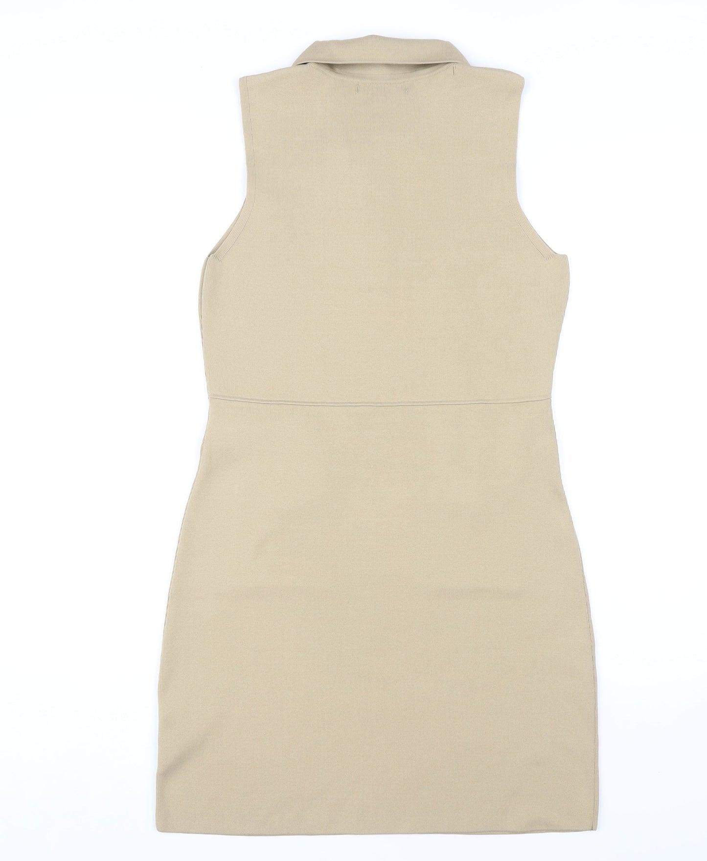 Next Women's Beige Collared Shift Dress Size 12