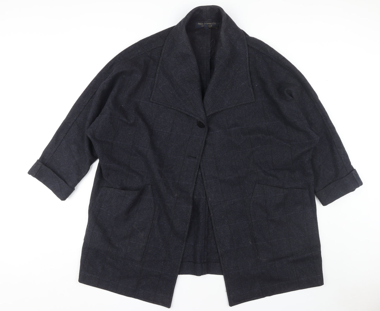 Paul Costelloe Women's Black Check Tweed Coat Size 14