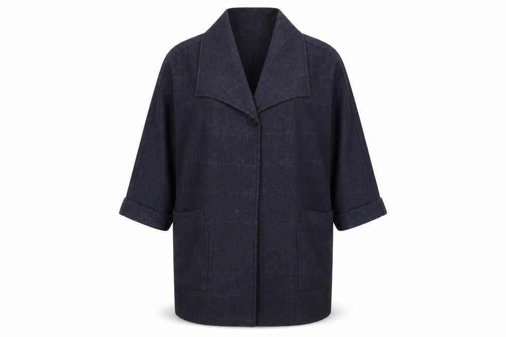 Paul Costelloe Women's Black Check Tweed Coat Size 14
