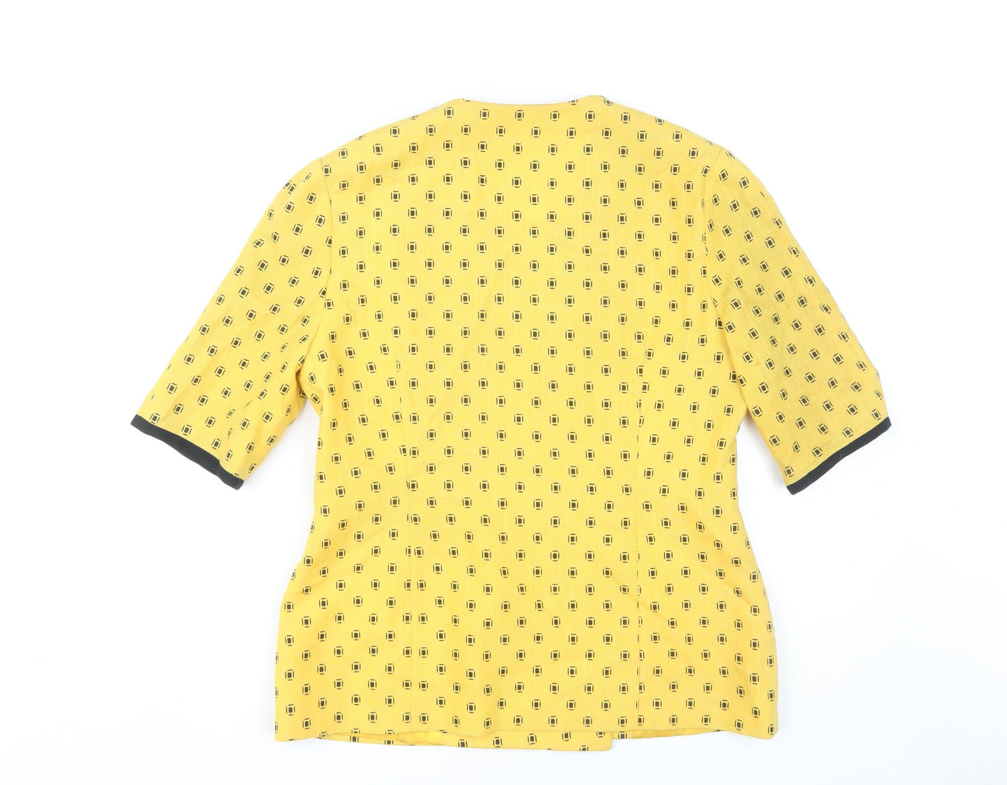 Reflections Women's Yellow Retro Geometric Wrap Blouse Size 14