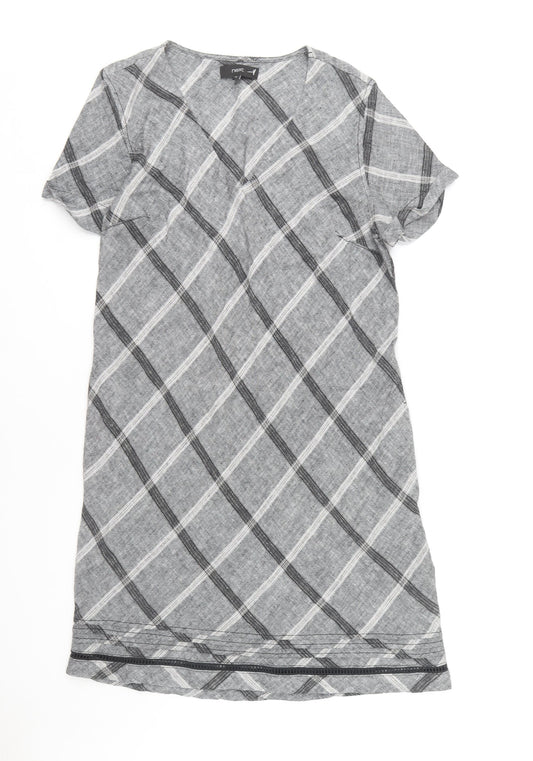 Next Women's Grey Check V-Neck Dress, Size 14