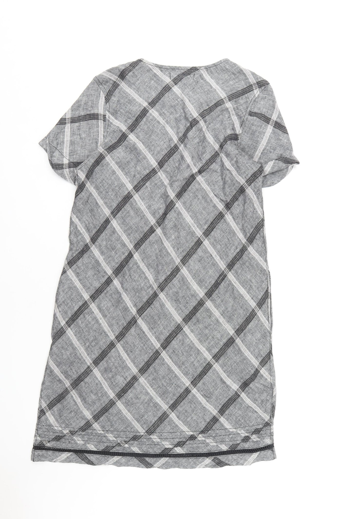 Next Women's Grey Check V-Neck Dress, Size 14