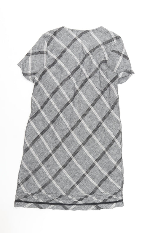Next Women's Grey Check V-Neck Dress, Size 14