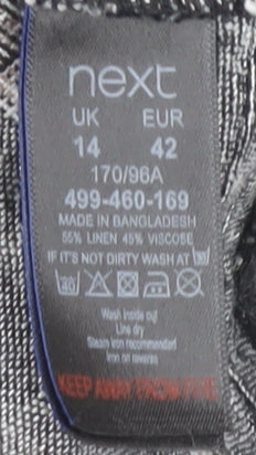 Next Women's Grey Check V-Neck Dress, Size 14