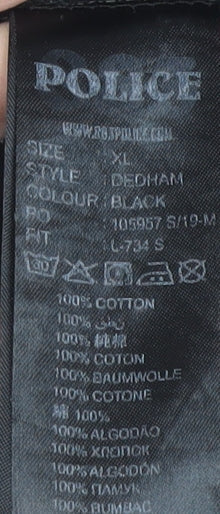 Police Men's Black XL Cotton Crew Neck T-Shirt