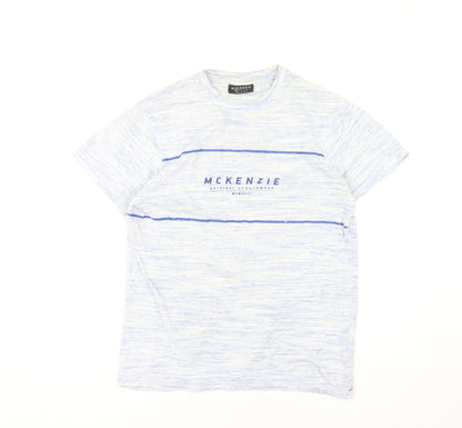 McKenzie Mens Blue Striped Crew Neck T-Shirt XS Casual