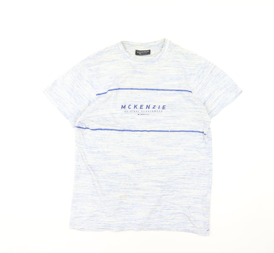 McKenzie Mens Blue Striped Crew Neck T-Shirt XS Casual
