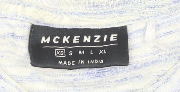 McKenzie Mens Blue Striped Crew Neck T-Shirt XS Casual