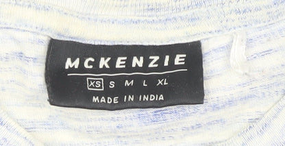 McKenzie Mens Blue Striped Crew Neck T-Shirt XS Casual
