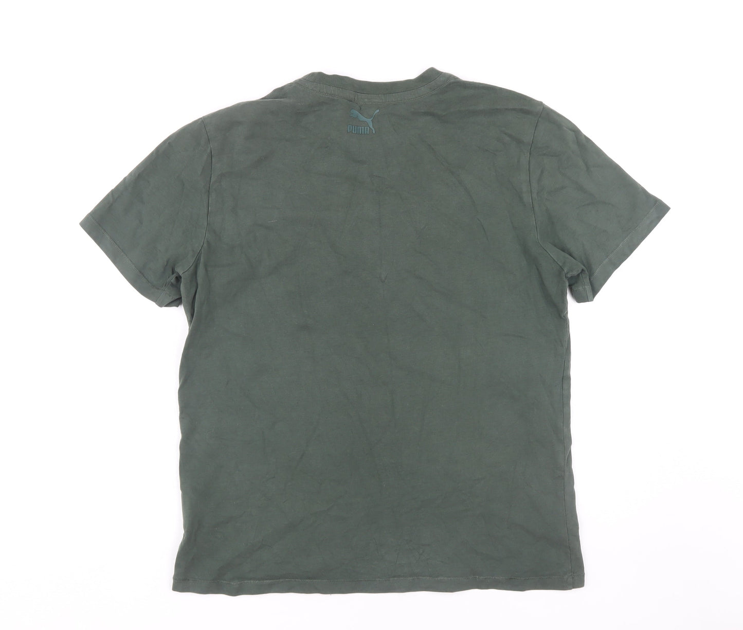 Puma Men's Green Graphic Print T-Shirt Medium