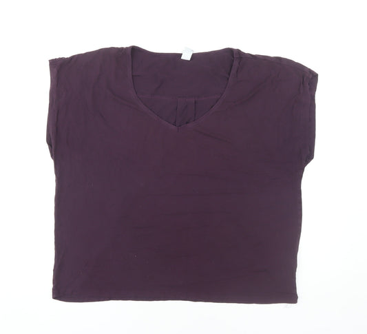 FatFace Women's Purple V-Neck Relaxed T-Shirt L