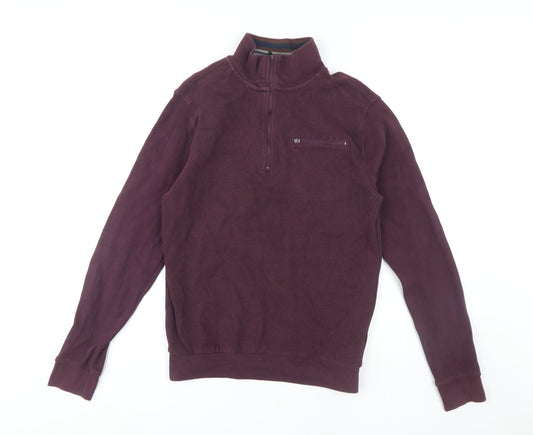 Lakeland Men's Purple Medium 1/4 Zip Cotton Jumper