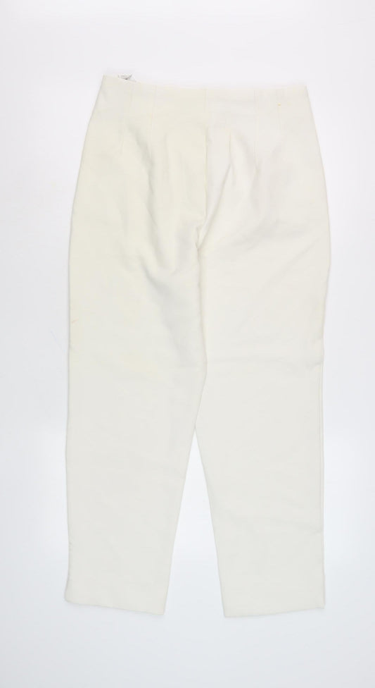 Stradivarius Women's Ivory Straight Trousers, Size 32
