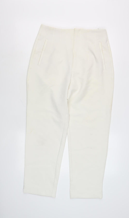 Stradivarius Women's Ivory Straight Trousers, Size 32
