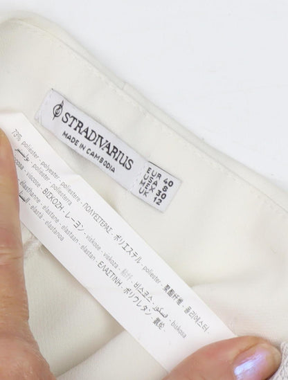 Womens UK Size 32 Stradivarius Regular Fit Formal Workwear Ivory Trousers