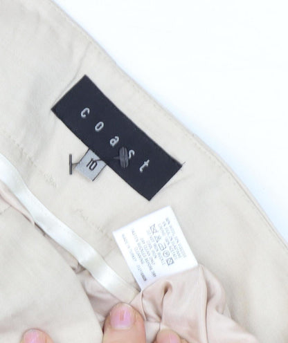 Coast Women's Beige Cropped Trousers, Size 10, Belted Wide-Leg