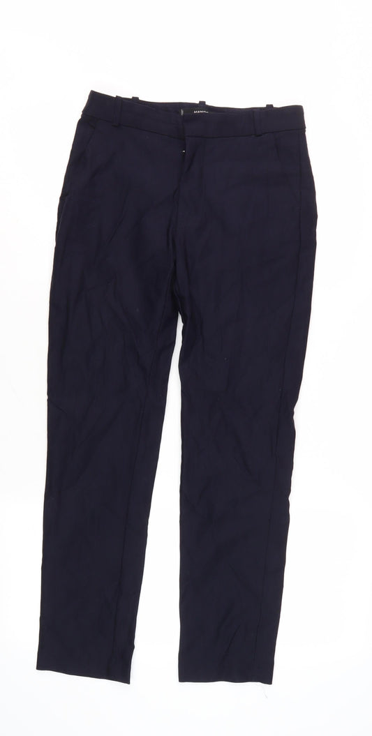 Mango Women's Black Trousers Size 8 Cotton Blend Casual