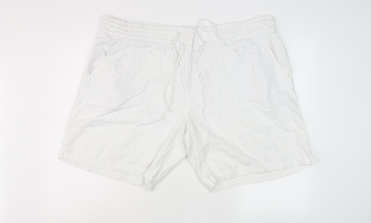 Next Women's White Linen Blend Shorts, Size 22, Summer Casual